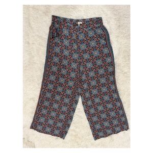 Max Studio Navy, Teal, Rust Printed Wide-Leg Pants
